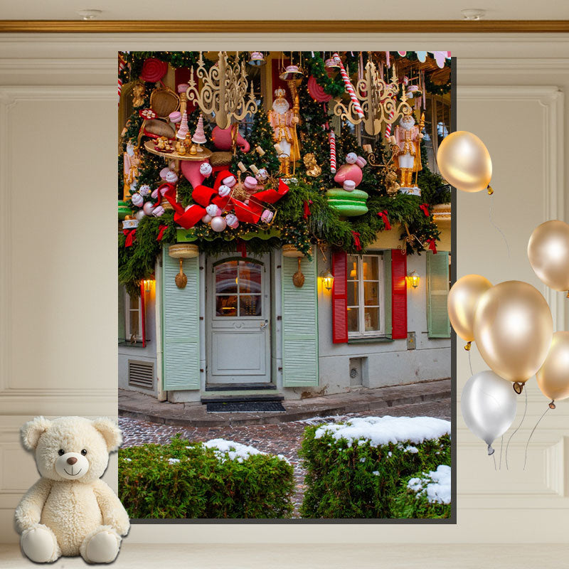 Layoris Gift Shop Christmas Street Photo Backdrop