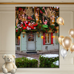 Layoris Gift Shop Christmas Street Photo Backdrop