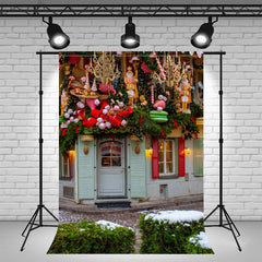 Layoris Gift Shop Christmas Street Photo Backdrop