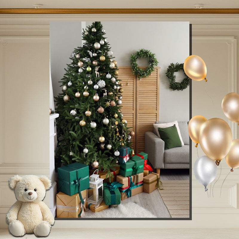 Layoris Gift Box Wreath Christmas Tree Photo Backdrop