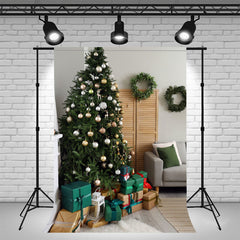 Layoris Gift Box Wreath Christmas Tree Photo Backdrop