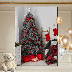 Layoris Gift Box Socks Christmas Tree Photo Backdrop