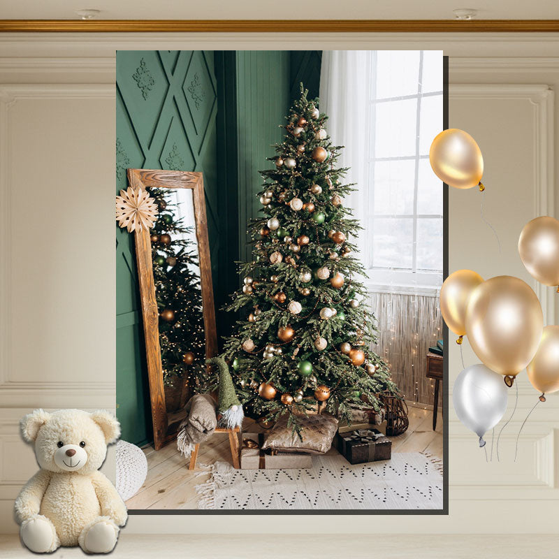 Layoris Window Mirror Christmas Tree Photo Backdrop