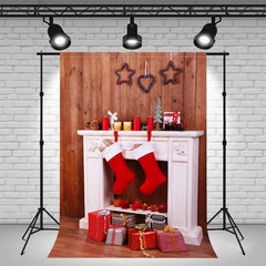Layoris White Fireplace Socks Gift Box Christmas Backdrop