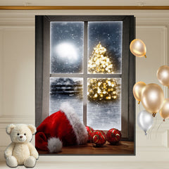 Layoris Window Christmas Hat Holiday Backdrop