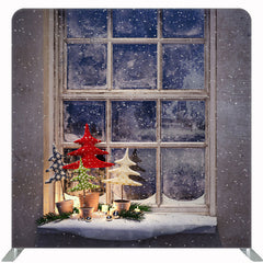 Gray Window Christmas Square Double Sided Backdrop - Layoris