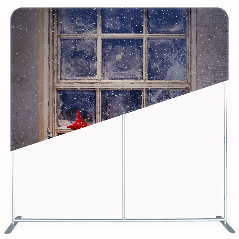 Gray Window Christmas Square Double Sided Backdrop - Layoris
