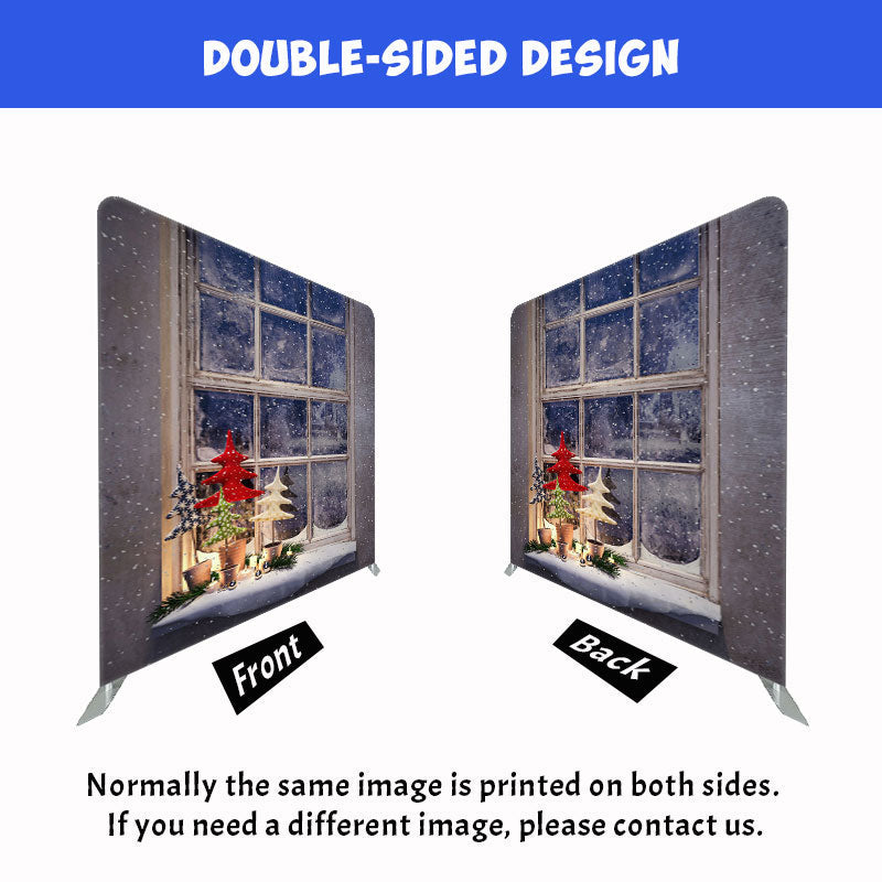 Gray Window Christmas Square Double Sided Backdrop - Layoris