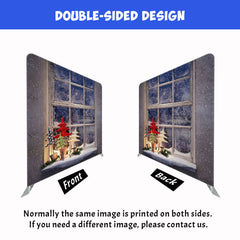 Gray Window Christmas Square Double Sided Backdrop - Layoris
