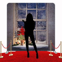 Gray Window Christmas Square Double Sided Backdrop - Layoris