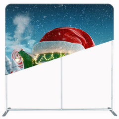 Snowy Christmas Cottage Square Double Sided Backdrop - Layoris