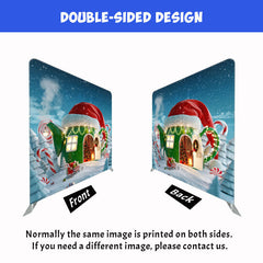 Snowy Christmas Cottage Square Double Sided Backdrop - Layoris
