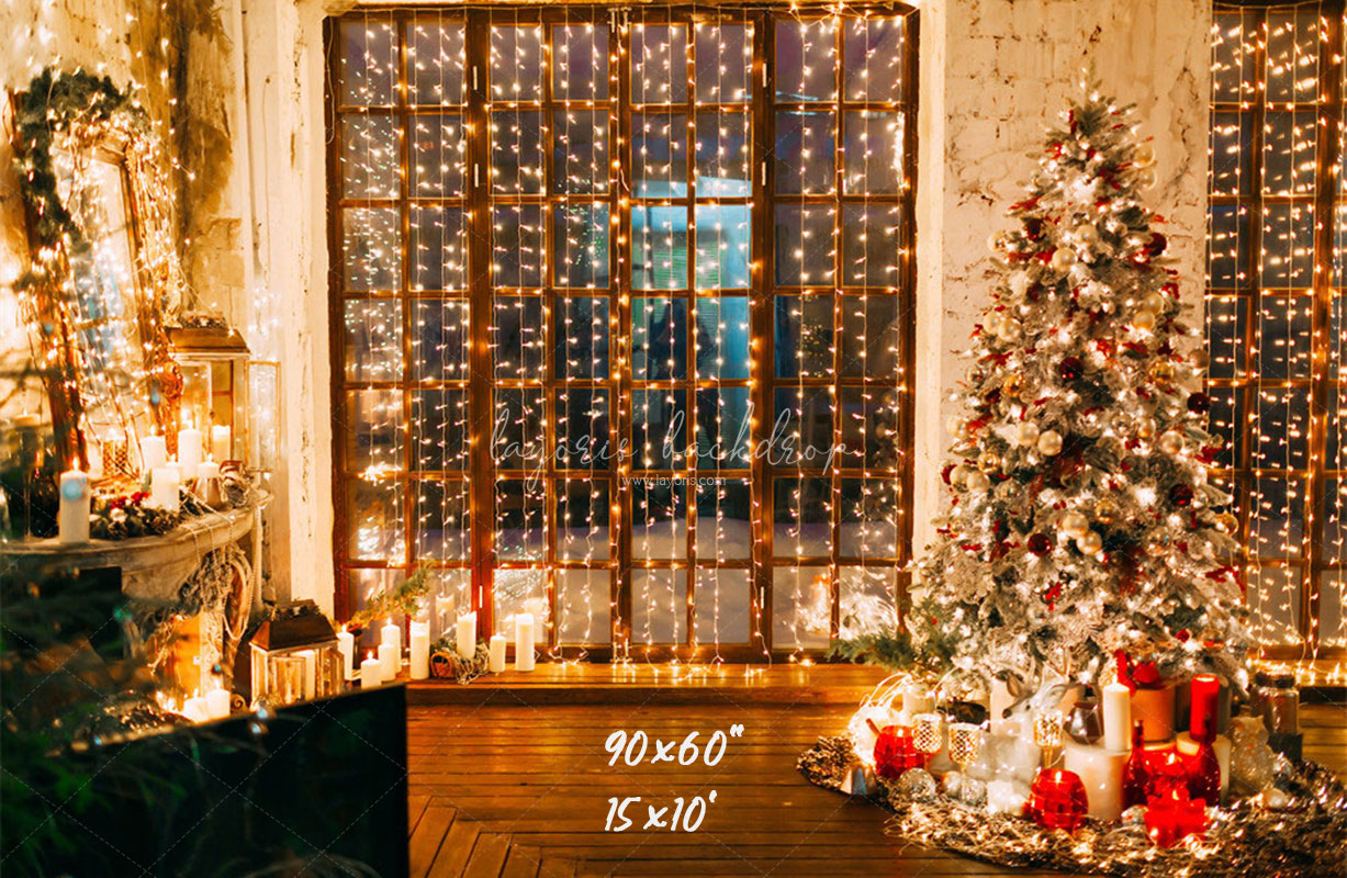 Light String Christmas Tree Holiday Backdrop - Layoris