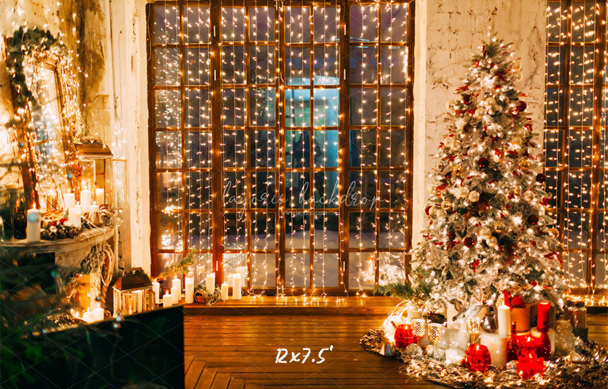 Light String Christmas Tree Holiday Backdrop - Layoris
