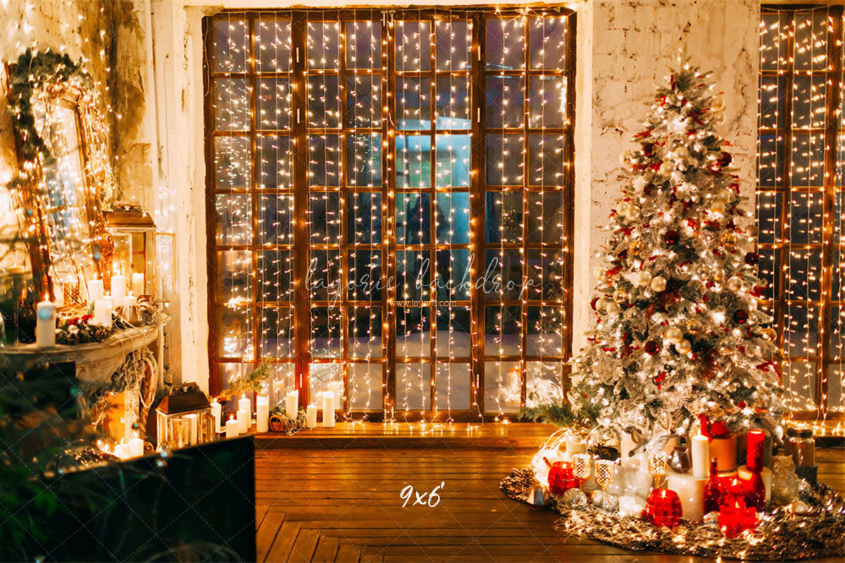 Light String Christmas Tree Holiday Backdrop - Layoris