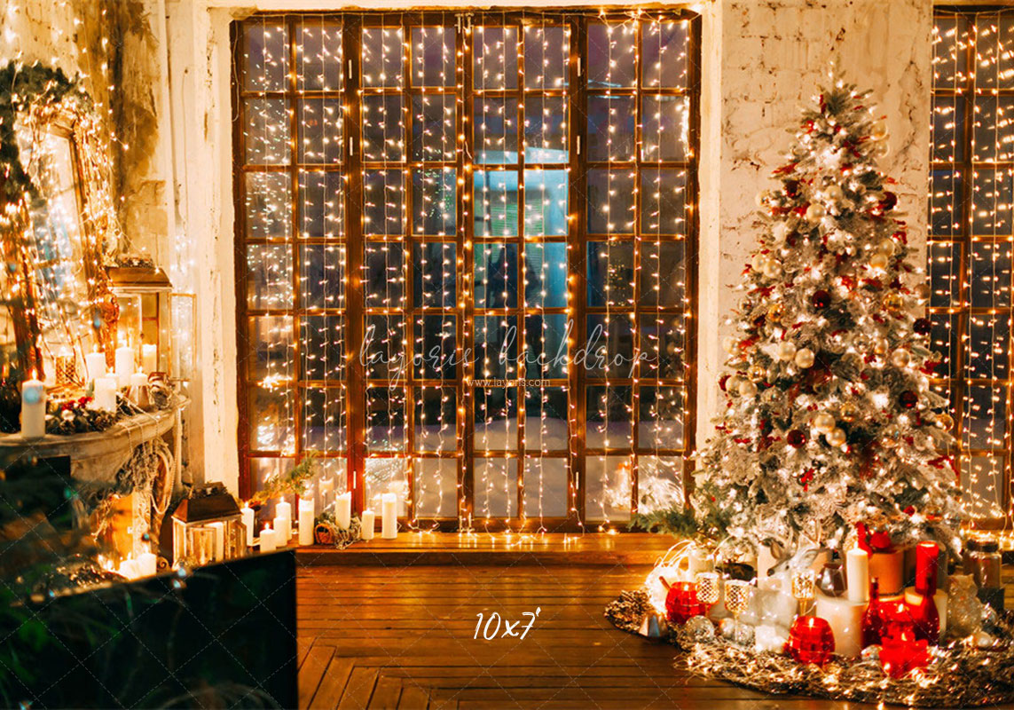 Light String Christmas Tree Holiday Backdrop - Layoris