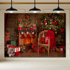 Layoris Fireplace Chair Christmas Tree Holiday Backdrop