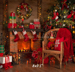 Fireplace Chair Christmas Tree Holiday Backdrop - Layoris
