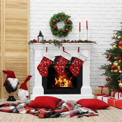 White Brick Wall Fireplace Christmas Backdrop - Layoris