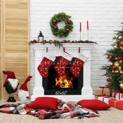 White Brick Wall Fireplace Christmas Backdrop - Layoris