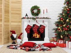 White Brick Wall Fireplace Christmas Backdrop - Layoris