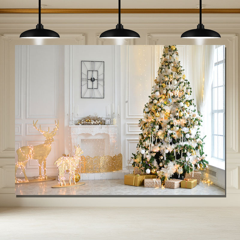 Layoris White House Fireplace Christmas Backdrop