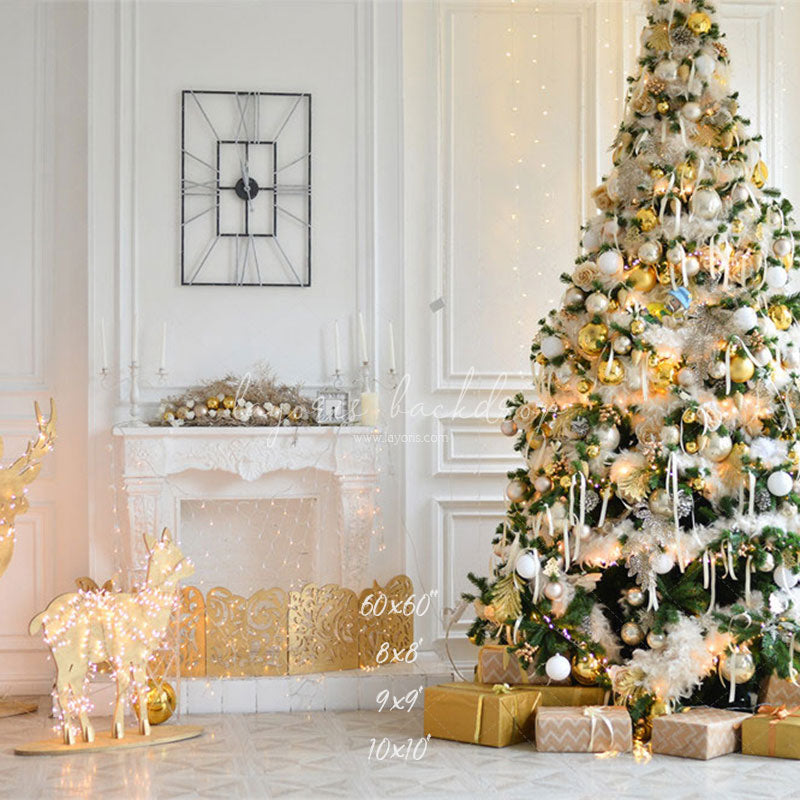 White House Fireplace Christmas Backdrop - Layoris