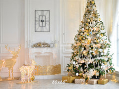 White House Fireplace Christmas Backdrop - Layoris