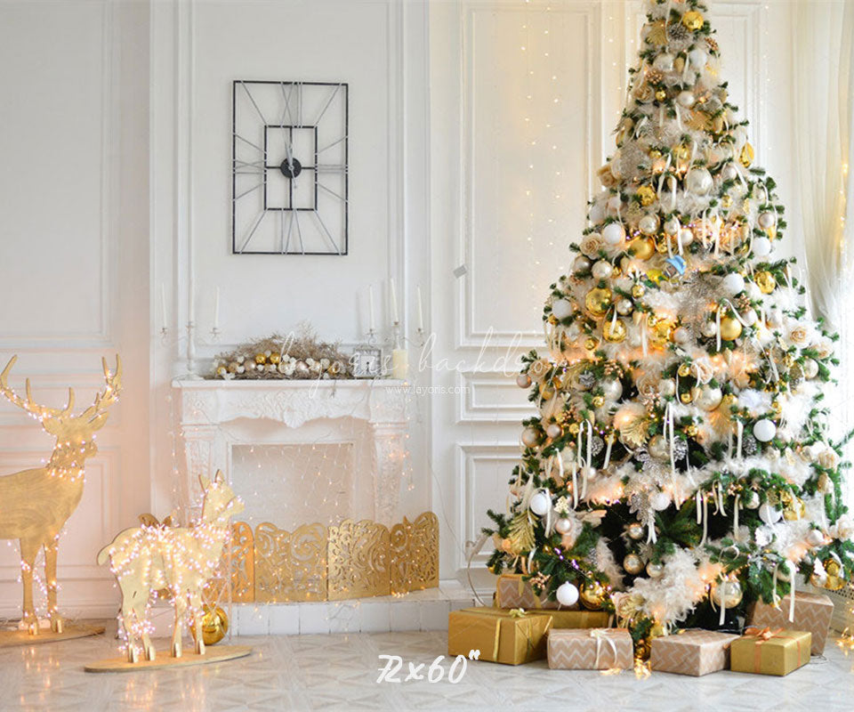 White House Fireplace Christmas Backdrop - Layoris