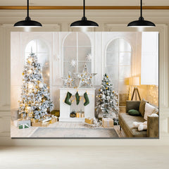 Layoris White Arched Windows Christmas Backdrop