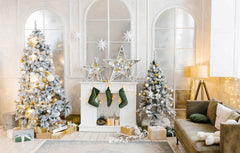 White Arched Windows Christmas Backdrop - Layoris