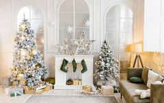 White Arched Windows Christmas Backdrop - Layoris