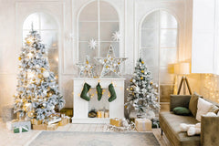 White Arched Windows Christmas Backdrop - Layoris