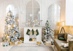 White Arched Windows Christmas Backdrop - Layoris