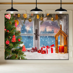 Layoris Christmas Tree Window Gift Holiday Backdrop
