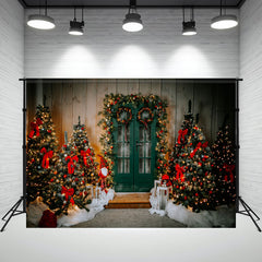 Layoris Green Door Christmas Tree Holiday Backdrop