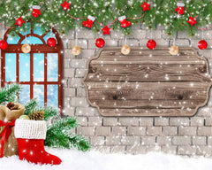 Brick Wall Window Christmas Backdrop - Layoris