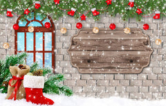 Brick Wall Window Christmas Backdrop - Layoris