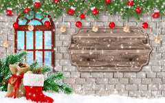 Brick Wall Window Christmas Backdrop - Layoris