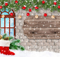 Brick Wall Window Christmas Backdrop - Layoris