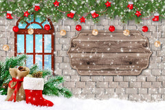 Brick Wall Window Christmas Backdrop - Layoris