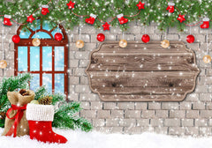 Brick Wall Window Christmas Backdrop - Layoris