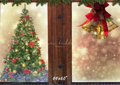 Wooden Window Bells Christmas Backdrop - Layoris