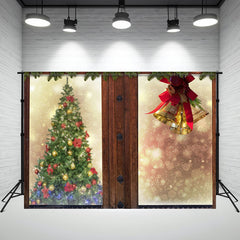Layoris Wooden Window Bells Christmas Backdrop