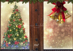 Wooden Window Bells Christmas Backdrop - Layoris