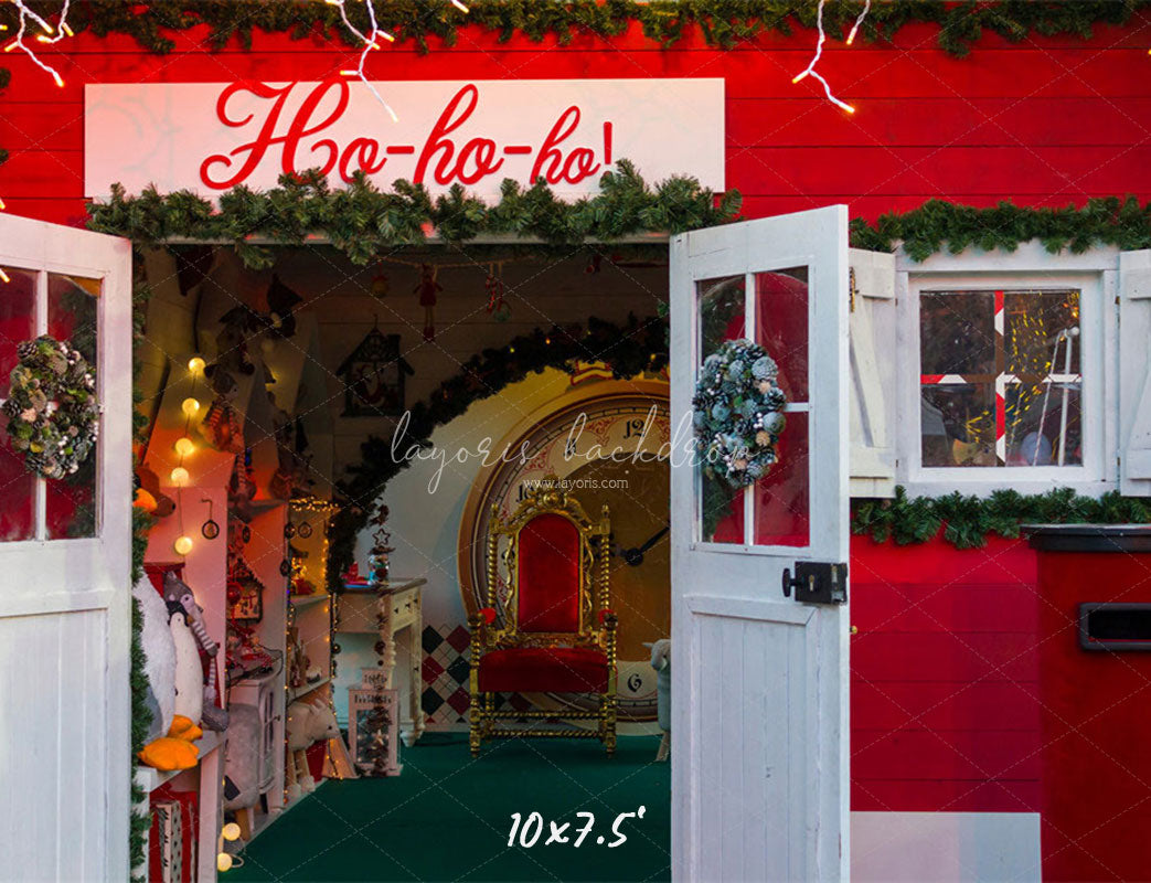 Ho Ho Ho Red Christmas Store Backdrop - Layoris