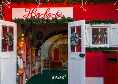 Ho Ho Ho Red Christmas Store Backdrop - Layoris