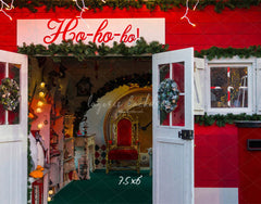 Ho Ho Ho Red Christmas Store Backdrop - Layoris