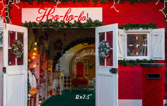 Ho Ho Ho Red Christmas Store Backdrop - Layoris