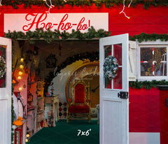 Ho Ho Ho Red Christmas Store Backdrop - Layoris